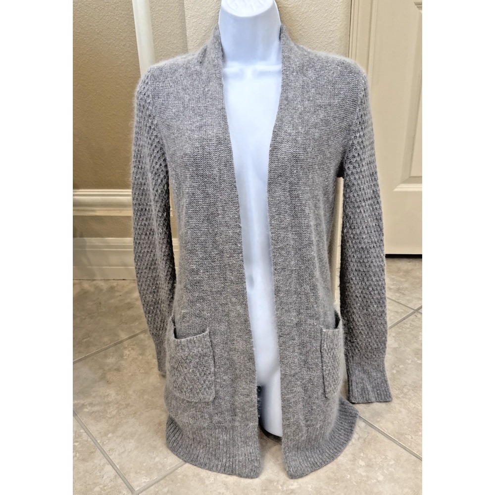 Fenn Wright Manson Wool Angora Rabbit Hair Blend Cardigan Sweater Sz S Gray